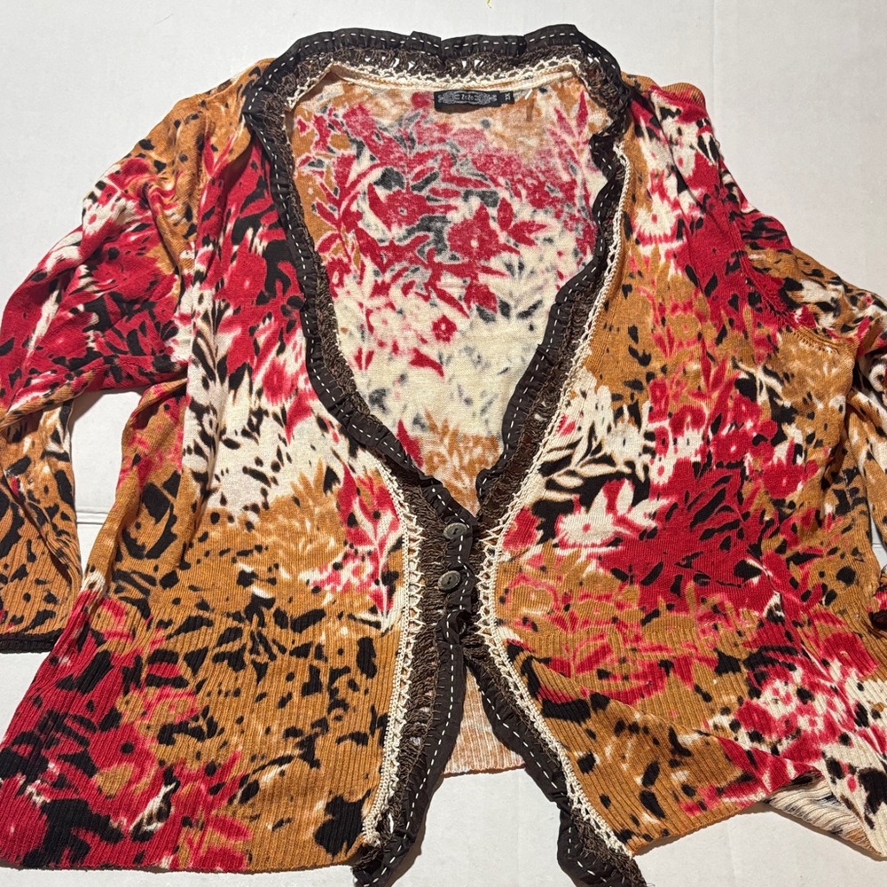 ZoZo Vintage Women's Multicolor Cardigan Sweater Linen/Silk Blend